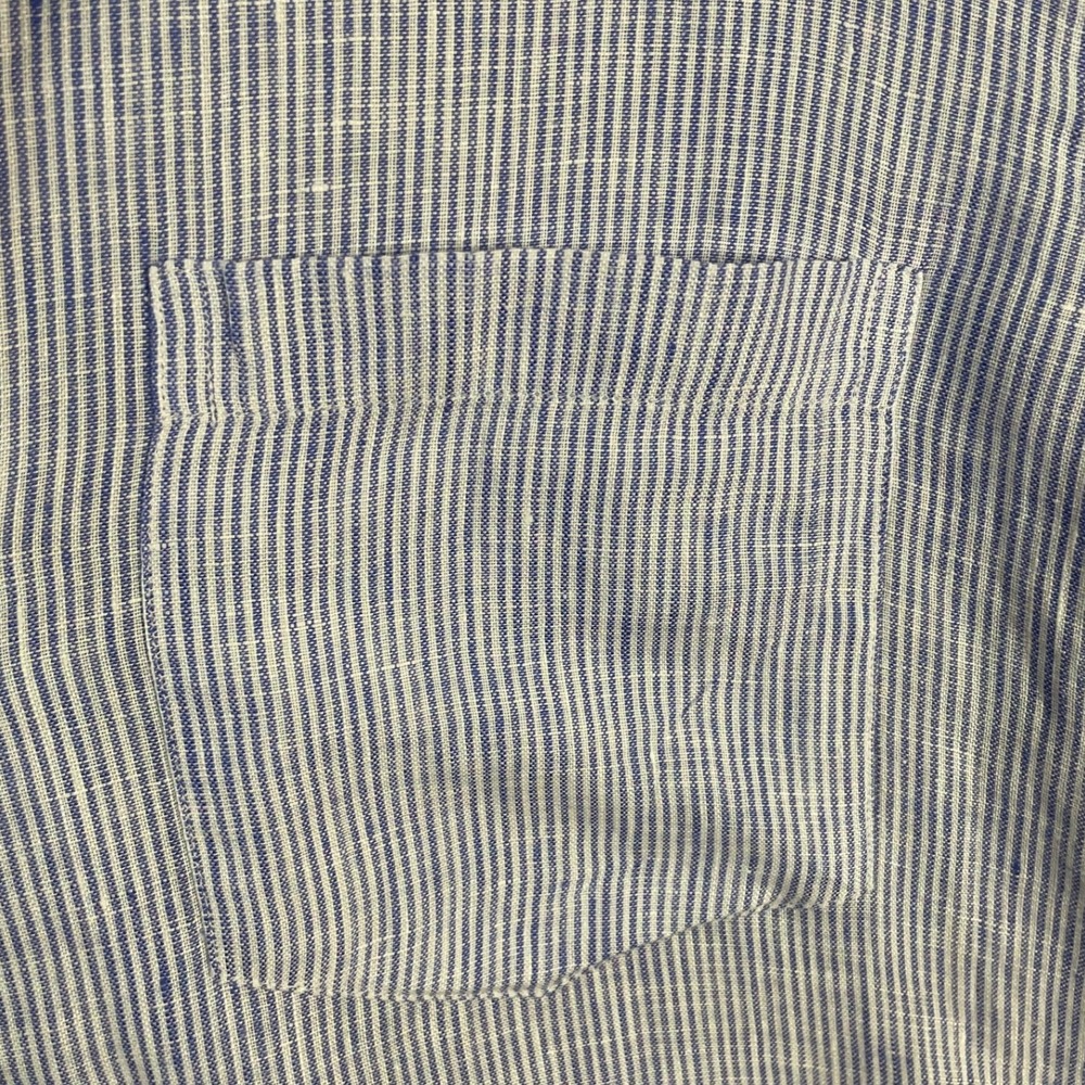 Frank & Eileen Rory Maxi Shirt Dress M Blue White Striped Italian Linen Coastal - Picture 5 of 9